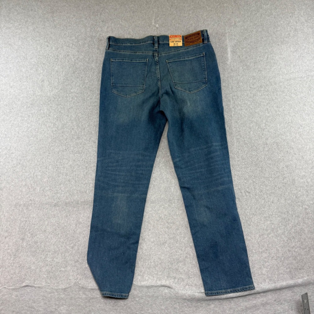 Devil-Dog Dungarees Slim Tapered Jeans Mens 36x32 Cypress Blue NEW NWT DD1011